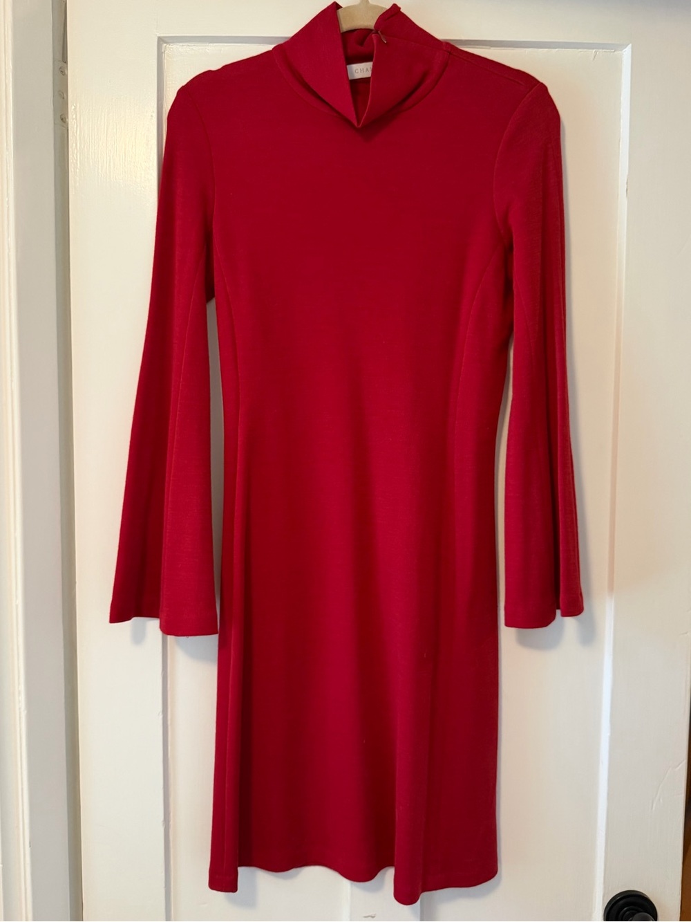 Chaiken Red 100% Wool Belle Sleeve Turtleneck Dress Size 6
